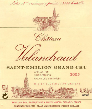 Wein Bordeaux Ch�teau Valandraud 2005