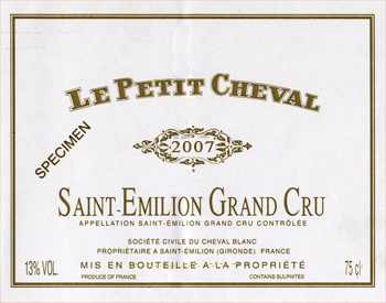 Wein Bordeaux Le Petit Cheval 2009